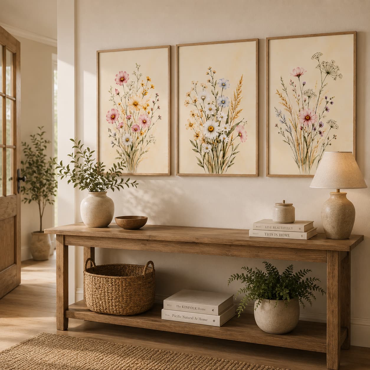 Meadowlight Wildflowers – Soft Botanical Framed Wall Art Set for Serene Bedrooms — thumbnail 4