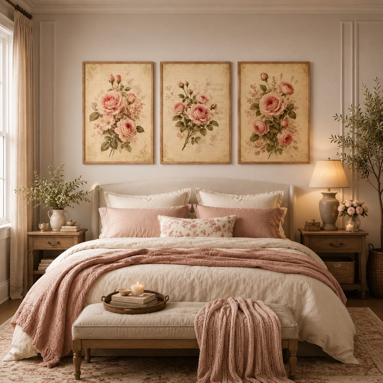 Rose Manuscript – Vintage Botanical Rose Wall Art Set — thumbnail 3