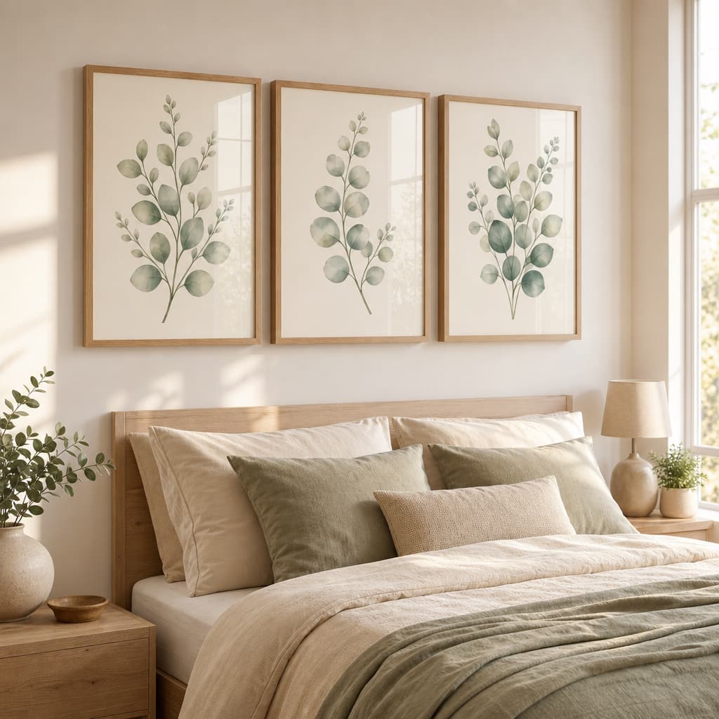 Eucalyptus Botanical Framed Wall Art Set of 3 — Minimalist Watercolor Collection — thumbnail 3