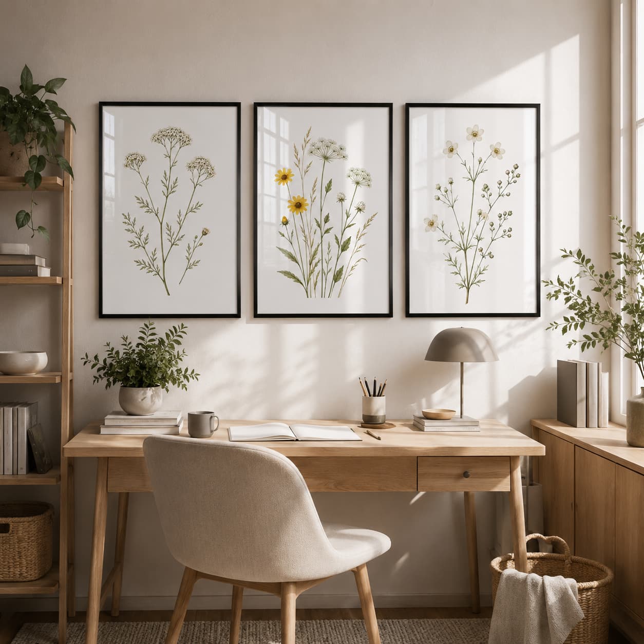 Field Notes Botanicals – Set of 3 Minimalist Wildflower Framed Wall Art — thumbnail 3