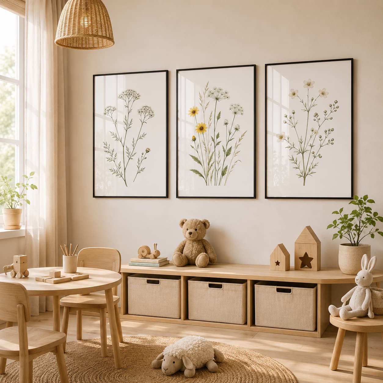 Field Notes Botanicals – Set of 3 Minimalist Wildflower Framed Wall Art — Premium Botanical Wall Art