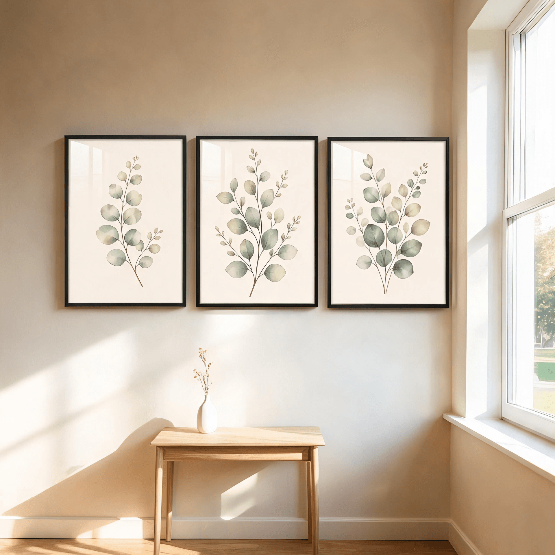 Eucalyptus Botanical Framed Wall Art Set of 3 — Minimalist Watercolor Collection — thumbnail 10