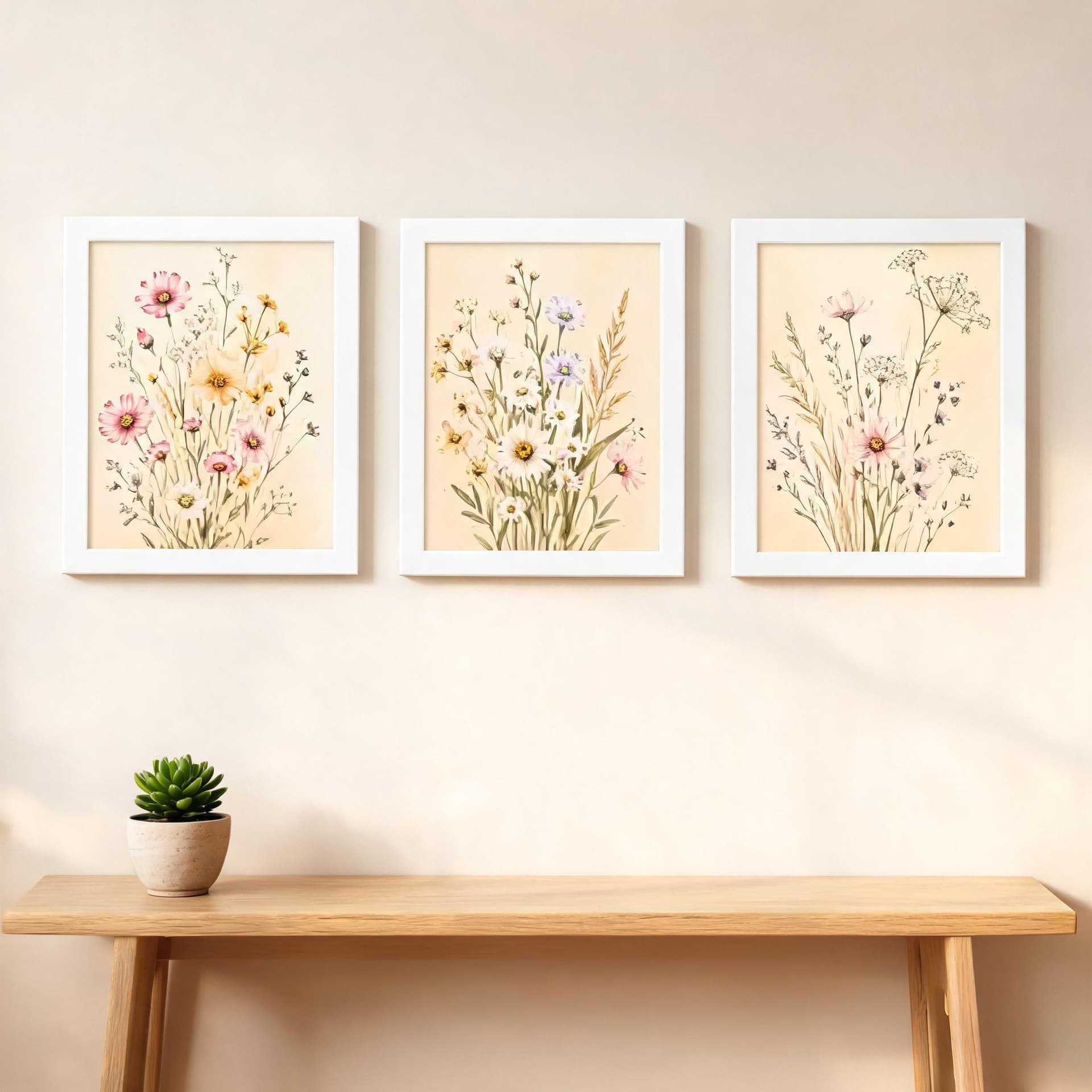 Meadowlight Wildflowers – Soft Botanical Framed Wall Art Set for Serene Bedrooms — thumbnail 16