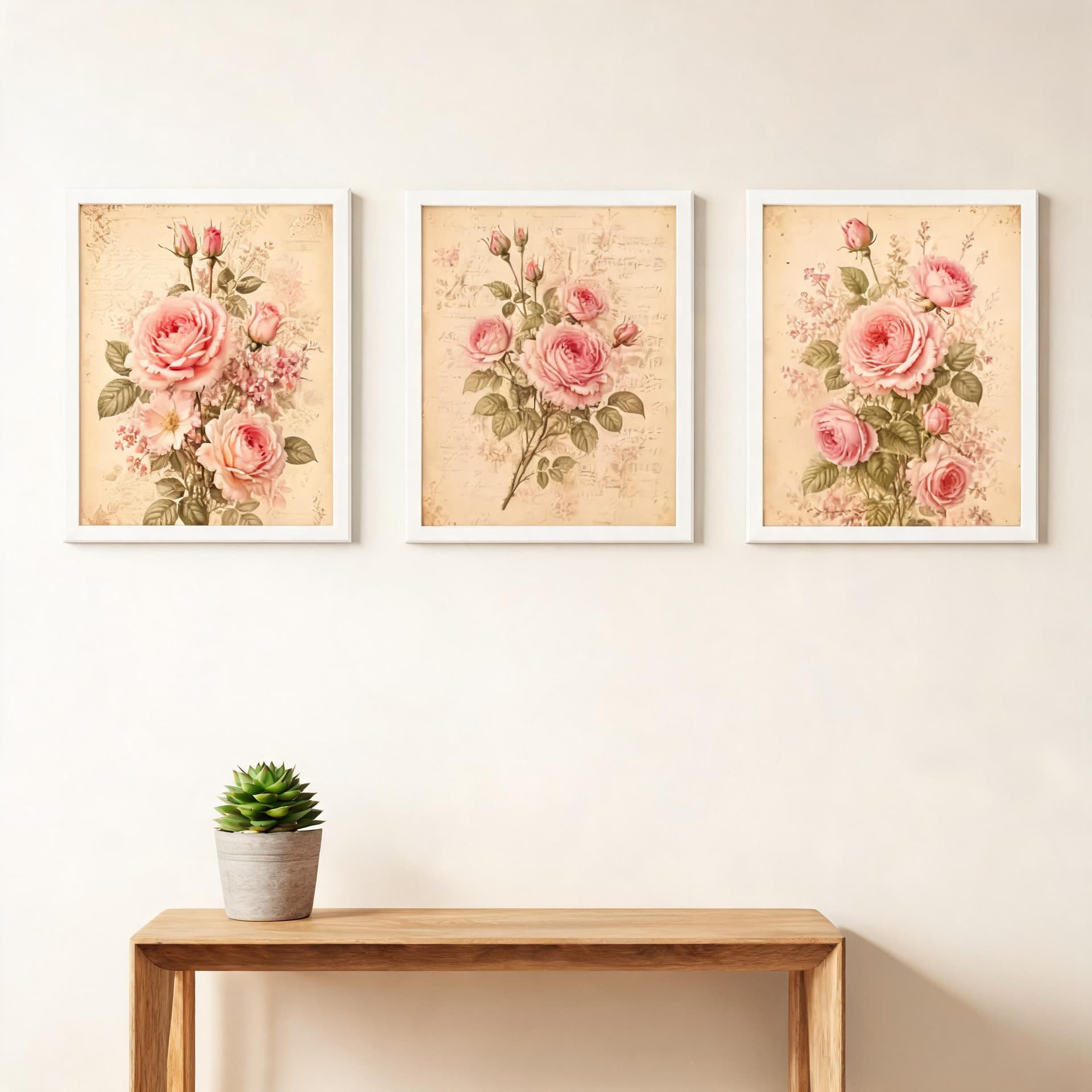 Rose Manuscript – Vintage Botanical Rose Wall Art Set — thumbnail 17