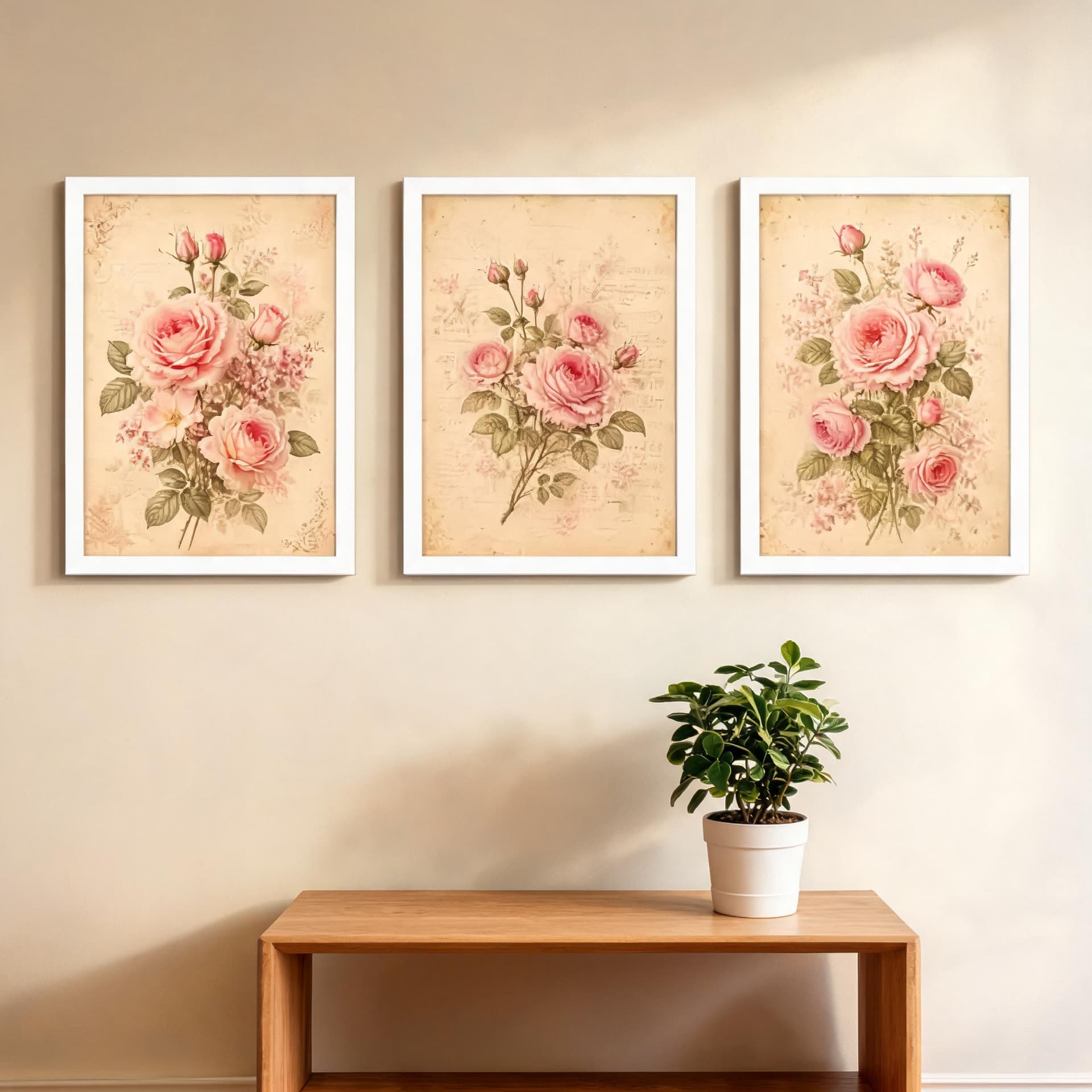 Rose Manuscript – Vintage Botanical Rose Wall Art Set — thumbnail 16