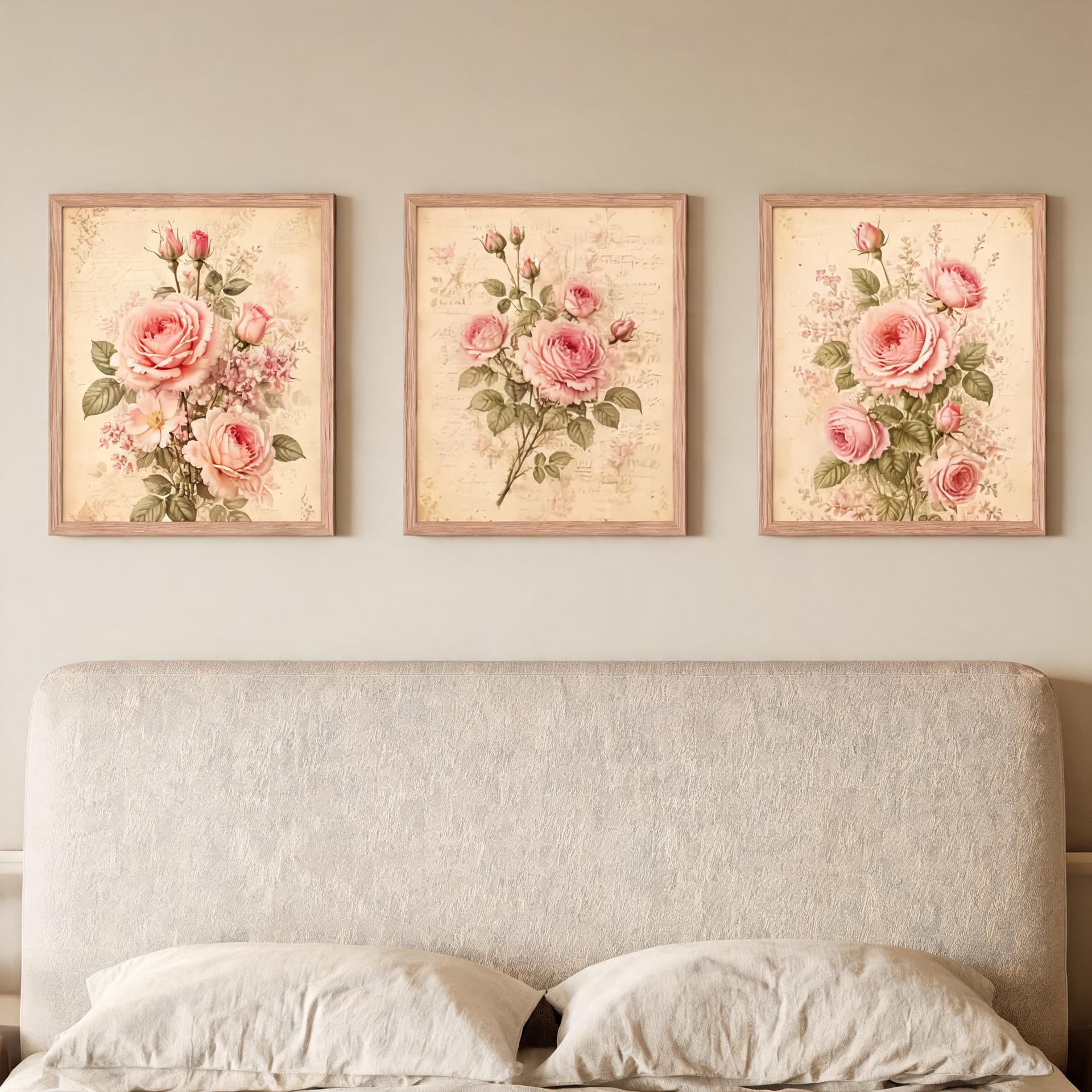 Rose Manuscript – Vintage Botanical Rose Wall Art Set — thumbnail 12