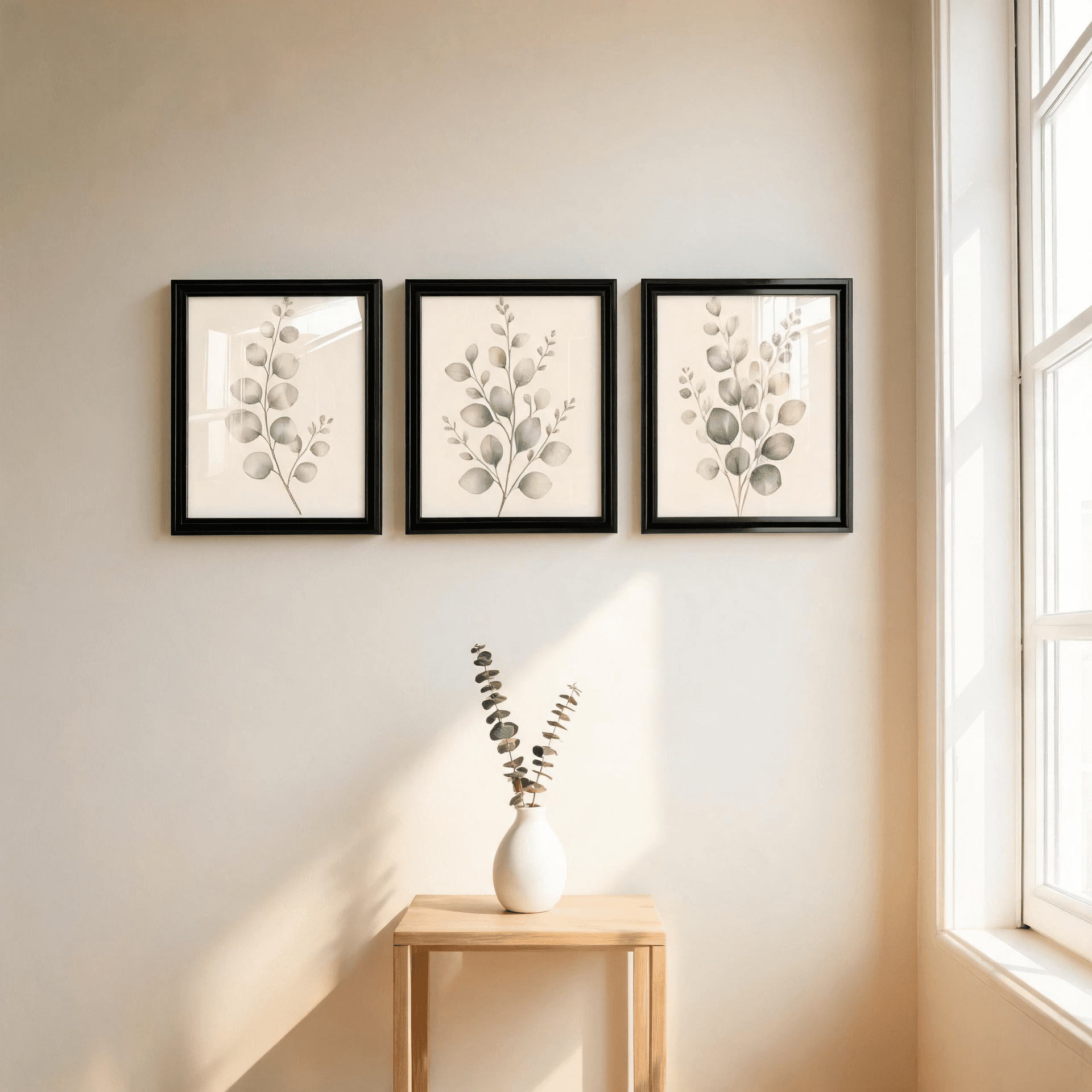 Eucalyptus Botanical Framed Wall Art Set of 3 — Minimalist Watercolor Collection — thumbnail 6