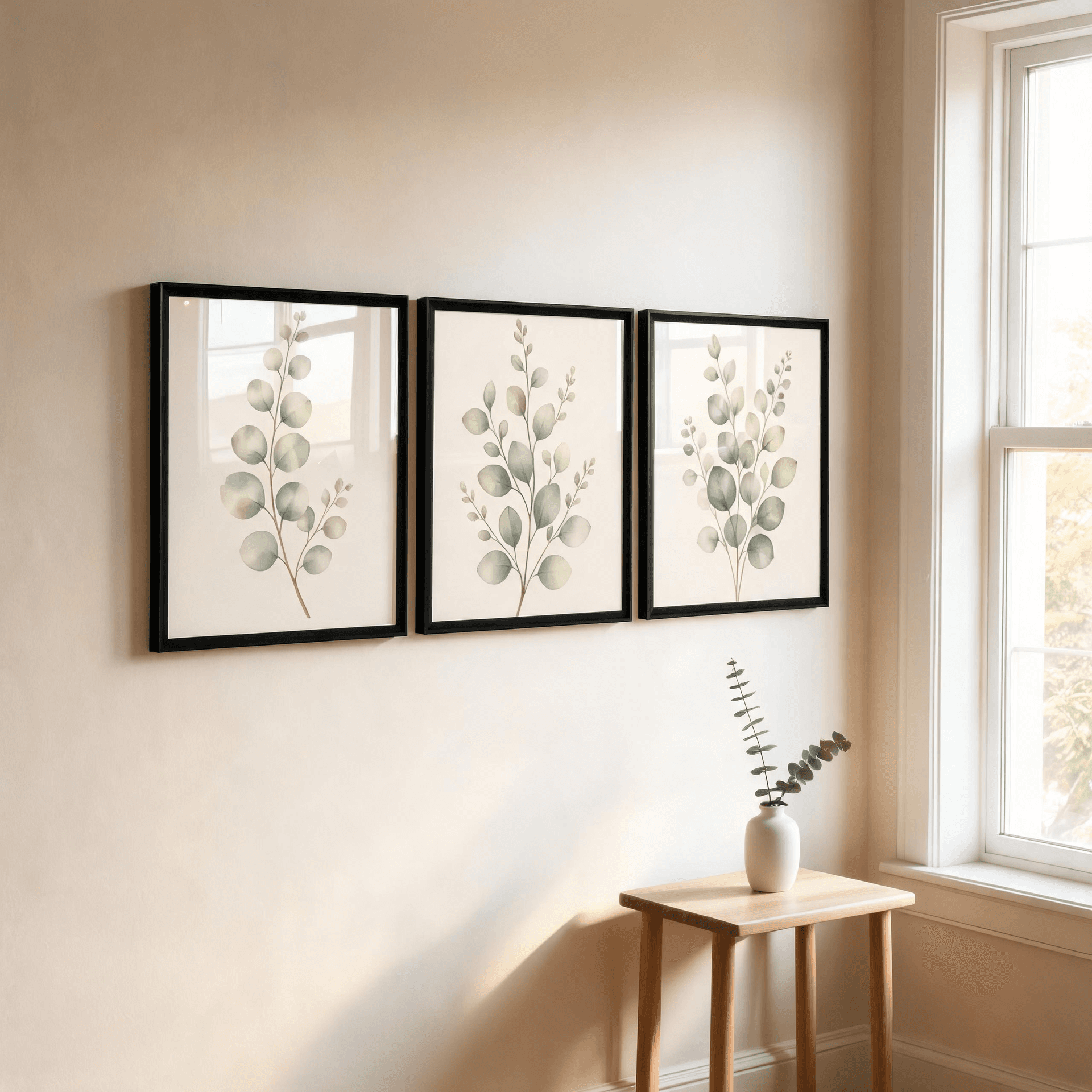 Eucalyptus Botanical Framed Wall Art Set of 3 — Minimalist Watercolor Collection — thumbnail 8