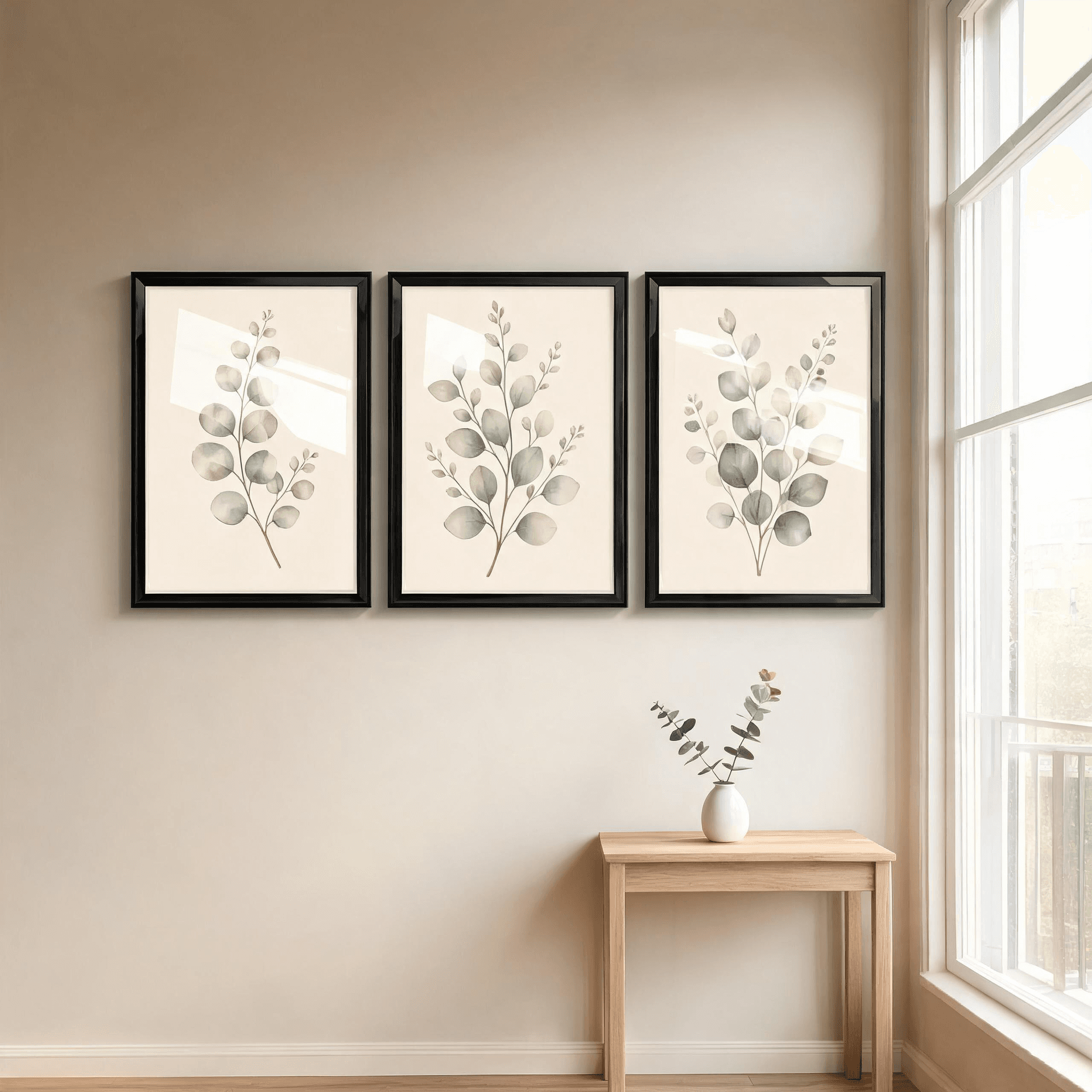 Eucalyptus Botanical Framed Wall Art Set of 3 — Minimalist Watercolor Collection — thumbnail 7