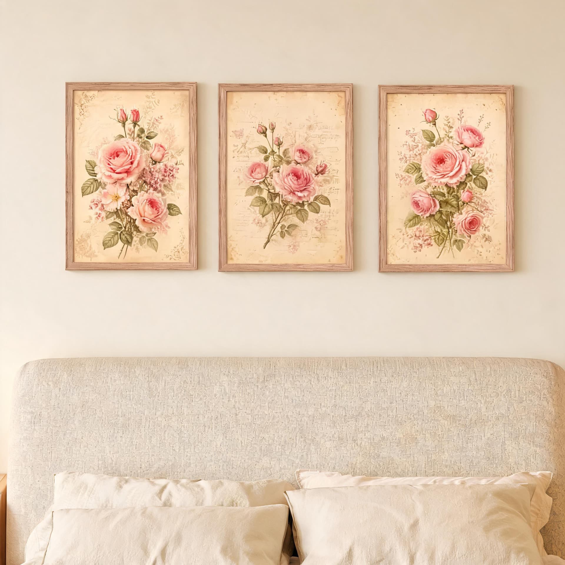 Rose Manuscript – Vintage Botanical Rose Wall Art Set — thumbnail 11