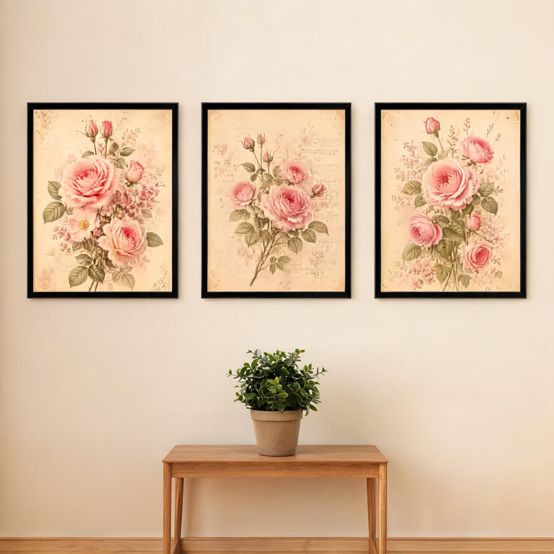 Rose Manuscript – Vintage Botanical Rose Wall Art Set — thumbnail 8