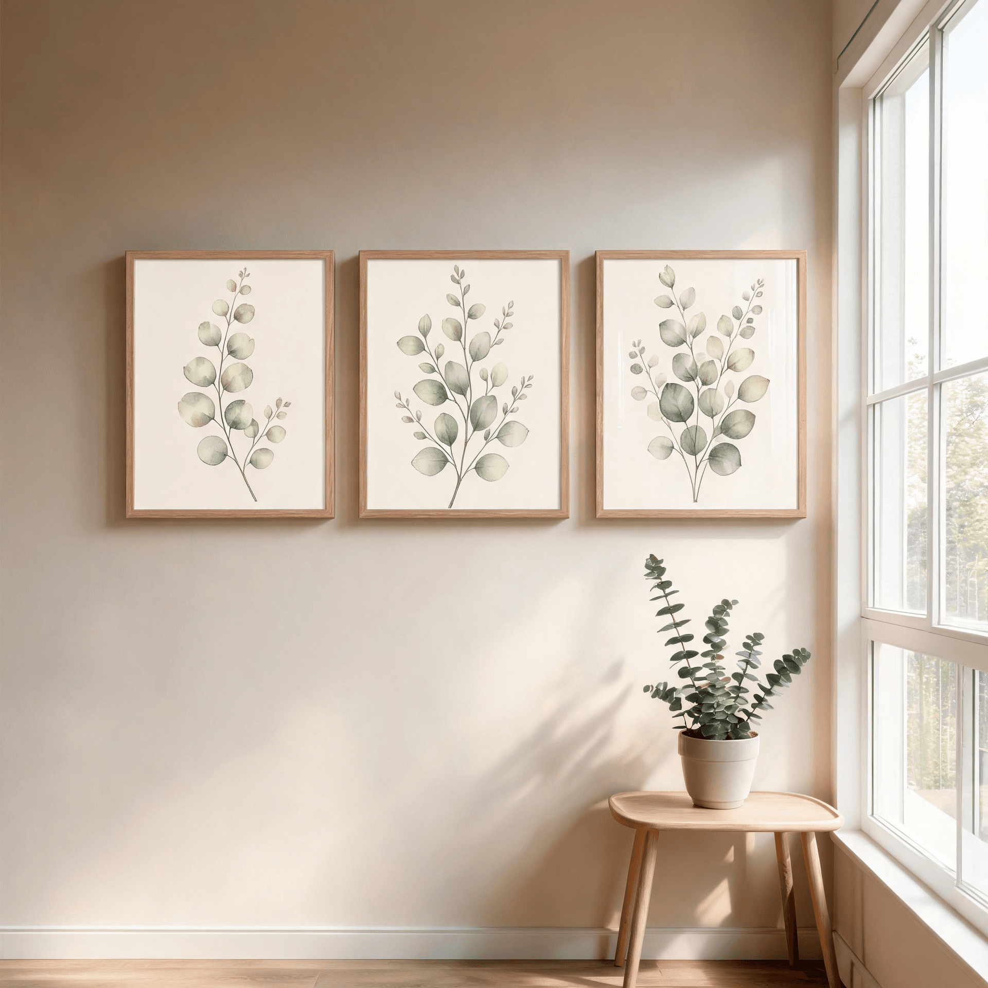 Eucalyptus Botanical Framed Wall Art Set of 3 — Minimalist Watercolor Collection — thumbnail 14