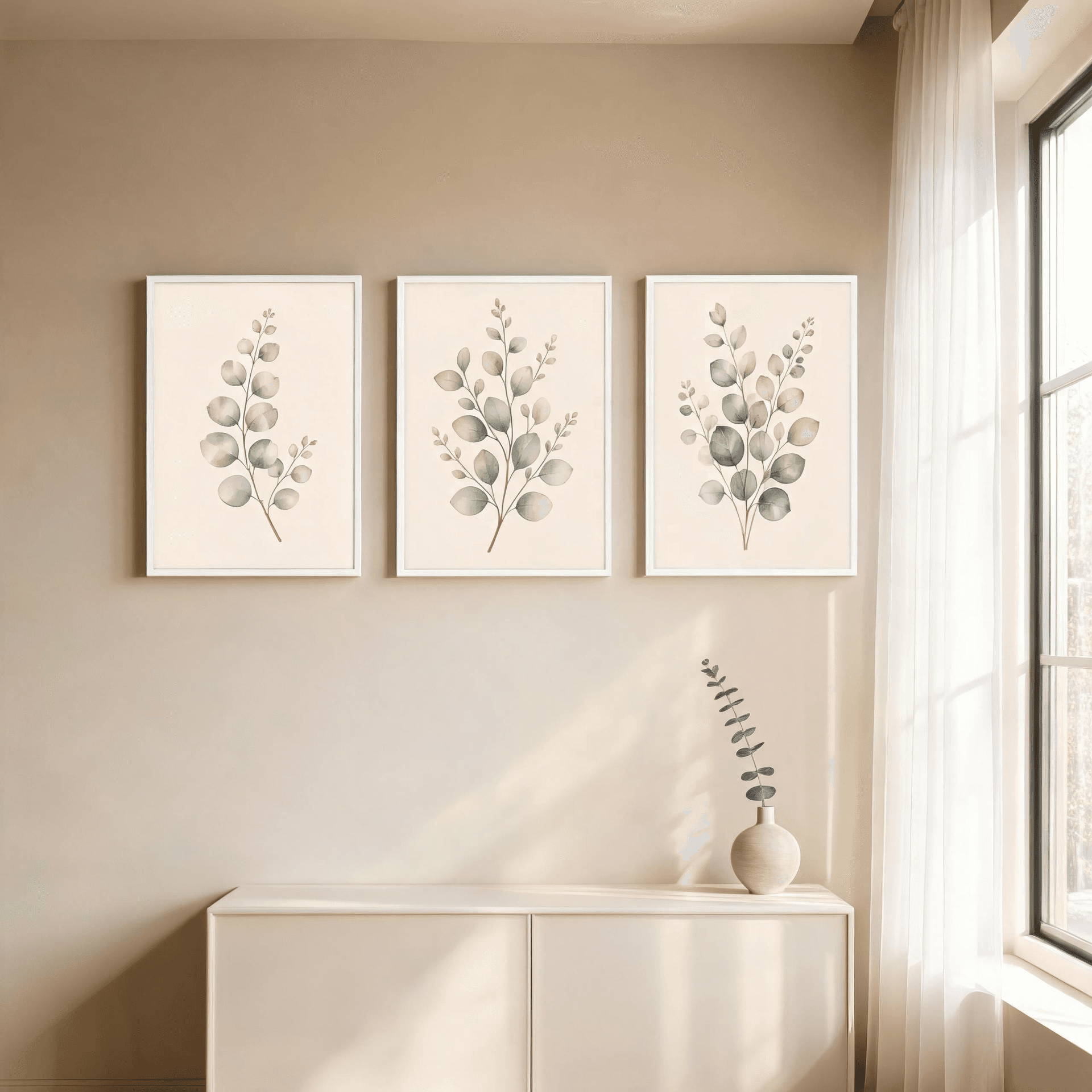 Eucalyptus Botanical Framed Wall Art Set of 3 — Minimalist Watercolor Collection — thumbnail 20