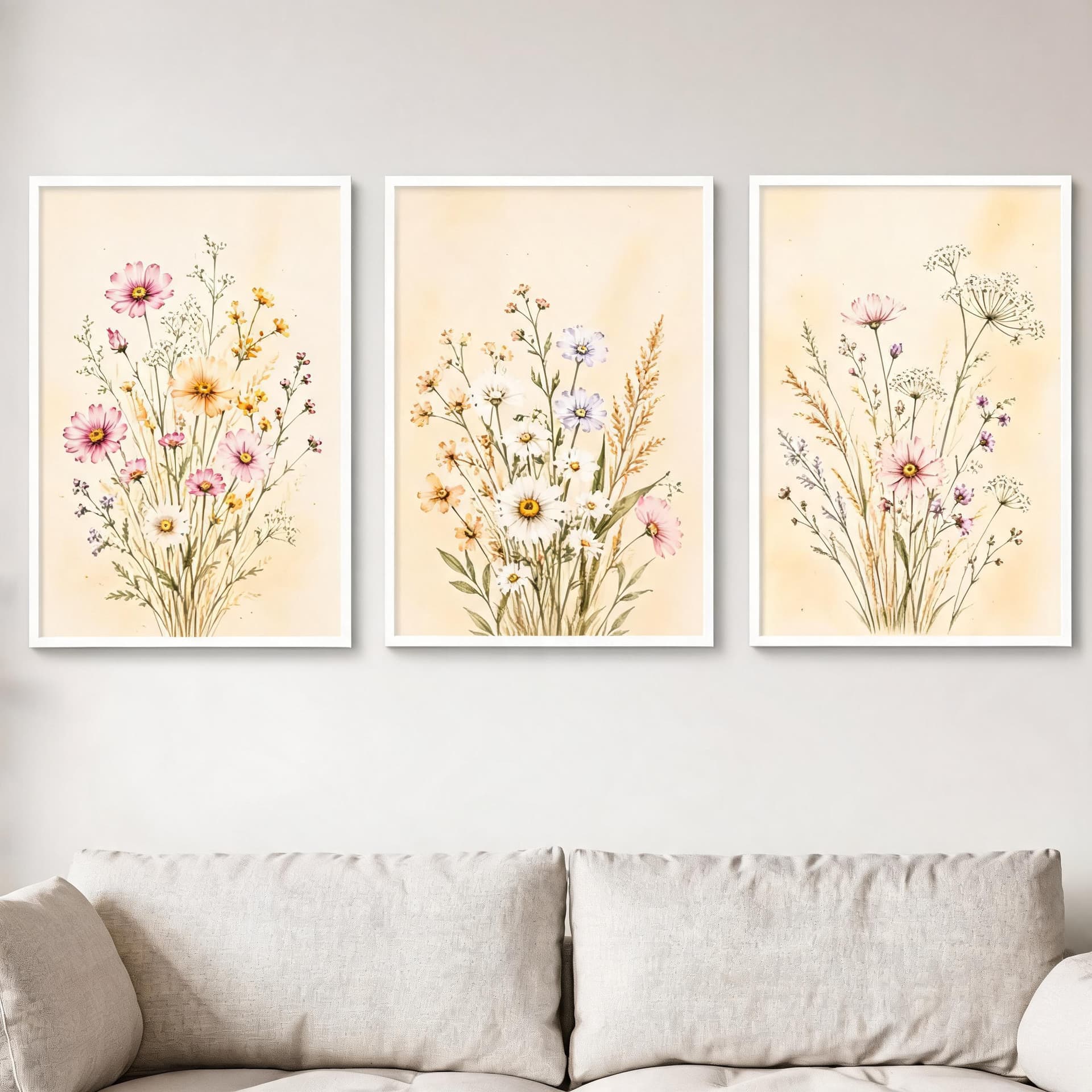 Meadowlight Wildflowers – Soft Botanical Framed Wall Art Set for Serene Bedrooms — thumbnail 20
