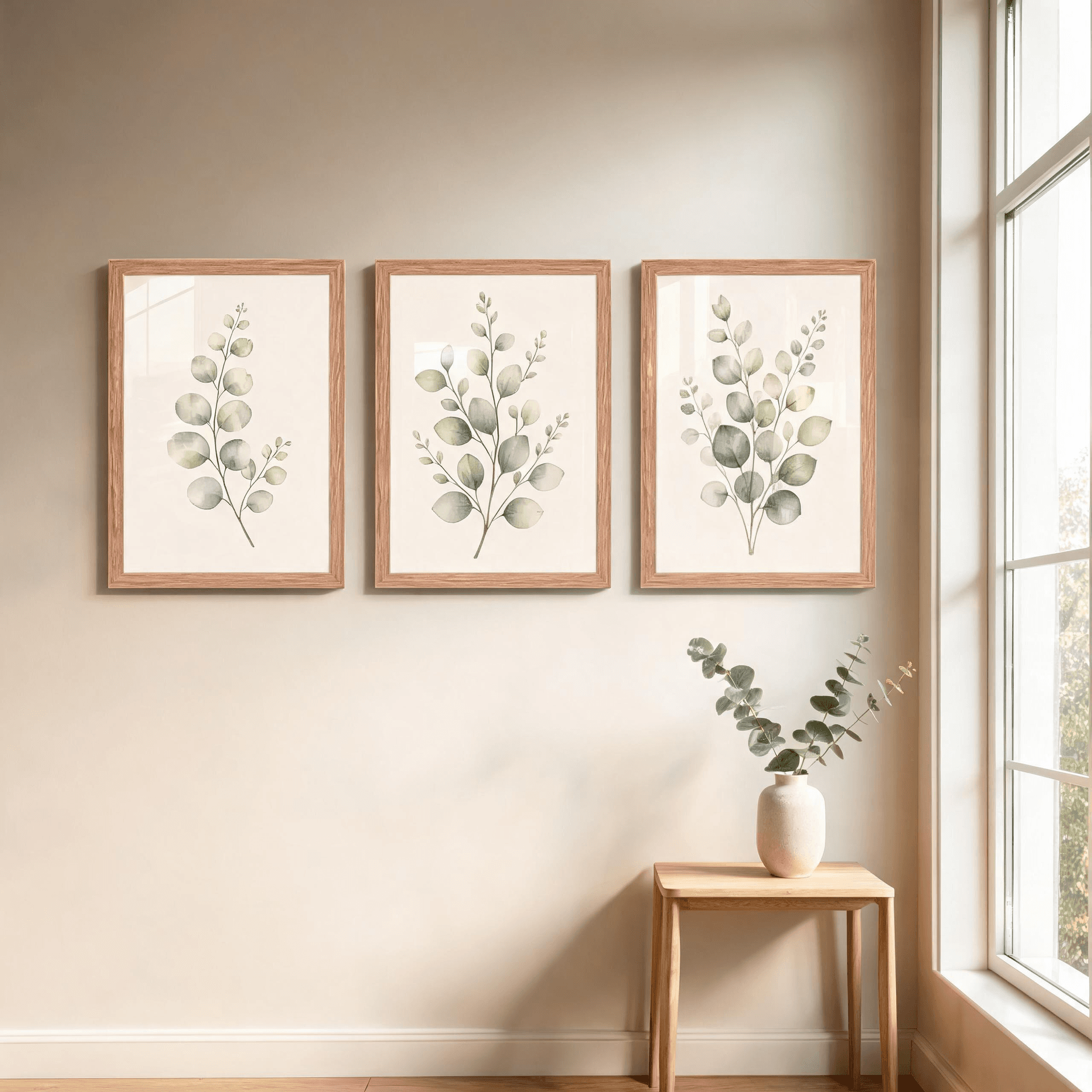 Eucalyptus Botanical Framed Wall Art Set of 3 — Minimalist Watercolor Collection — thumbnail 11