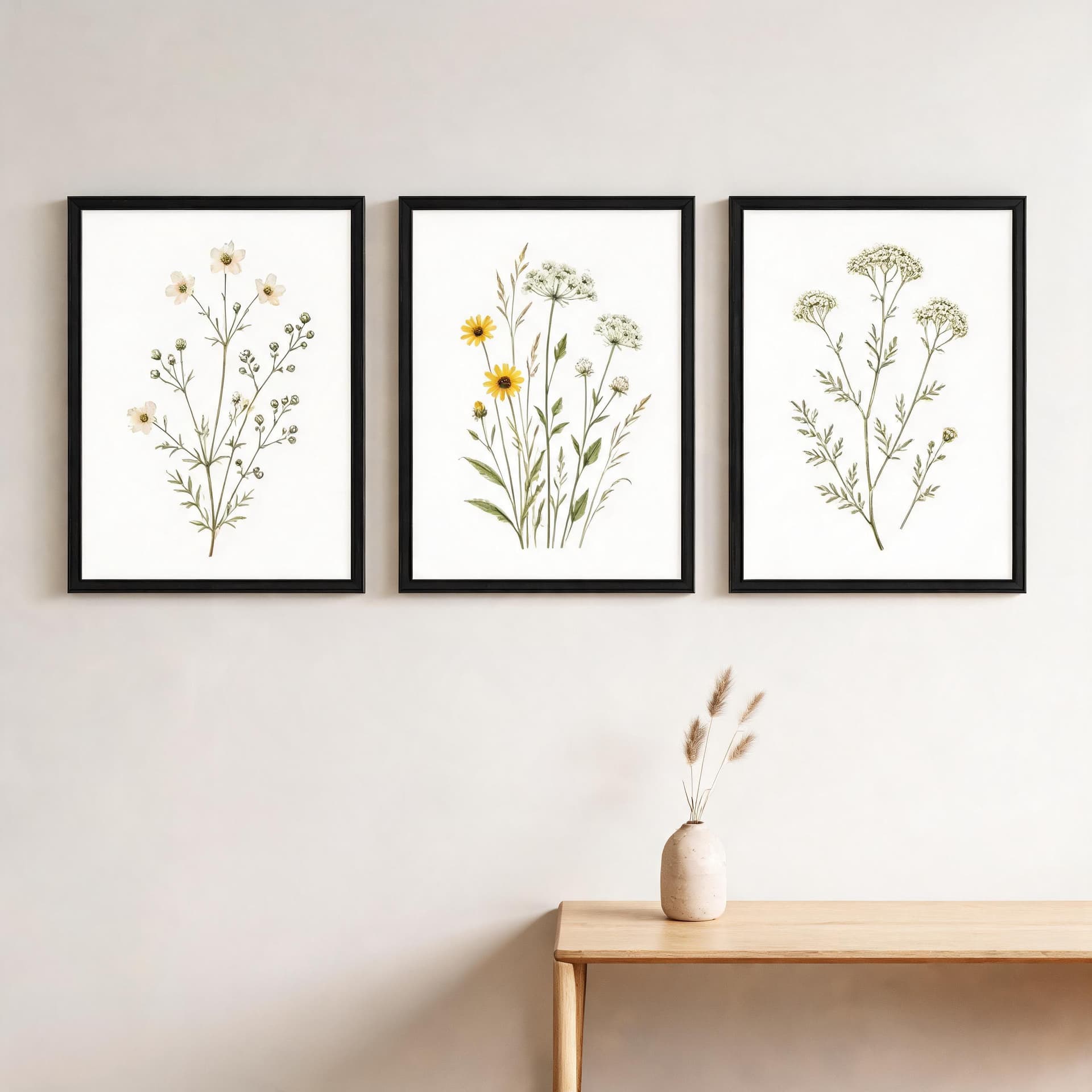 Field Notes Botanicals – Set of 3 Minimalist Wildflower Framed Wall Art — thumbnail 9