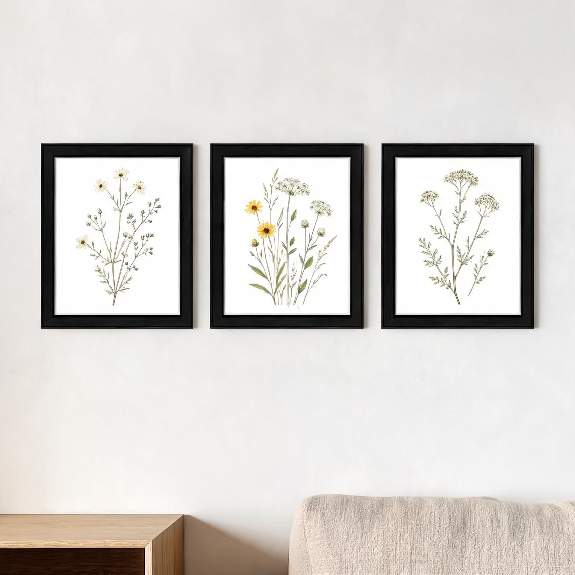 Field Notes Botanicals – Set of 3 Minimalist Wildflower Framed Wall Art — thumbnail 6