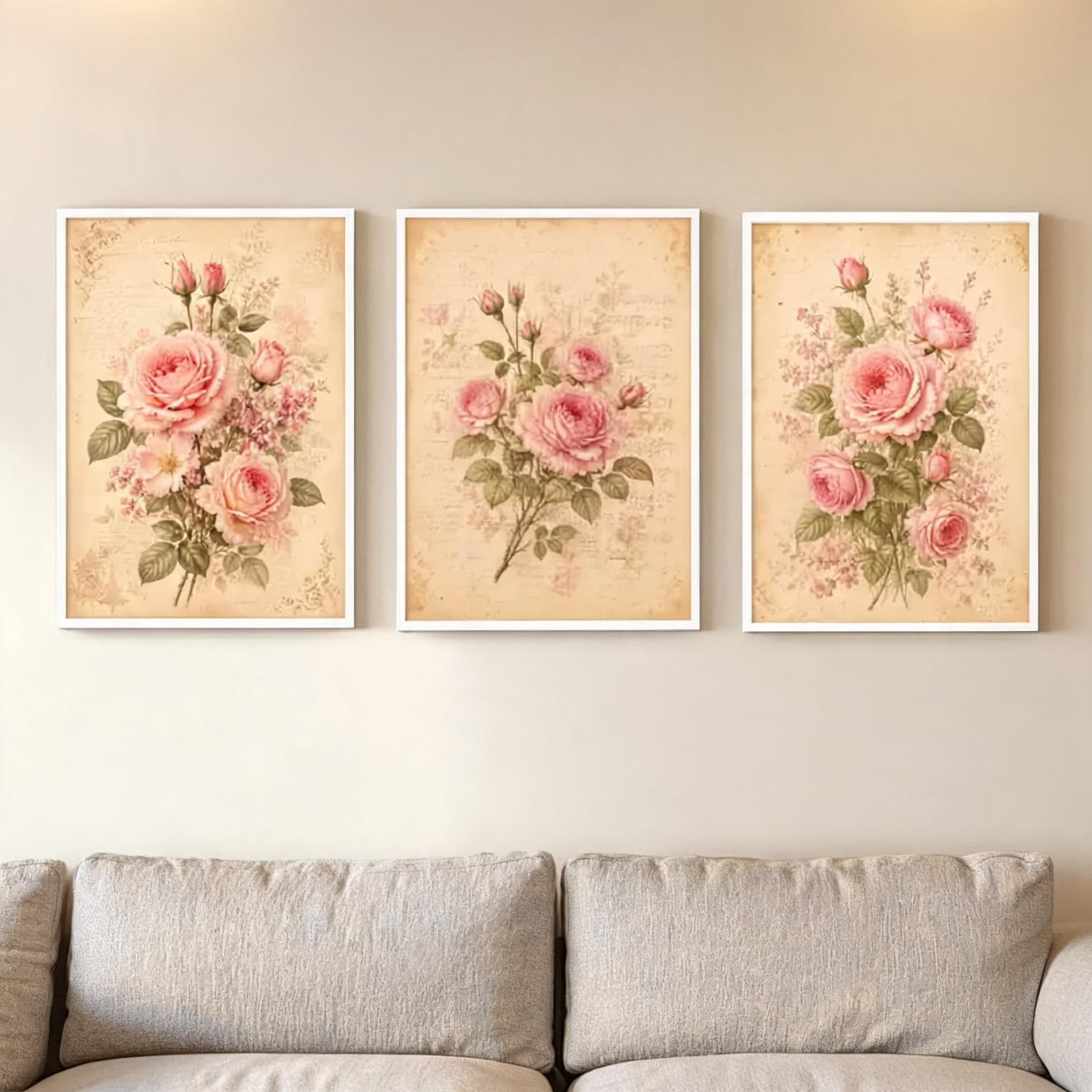 Rose Manuscript – Vintage Botanical Rose Wall Art Set — thumbnail 19