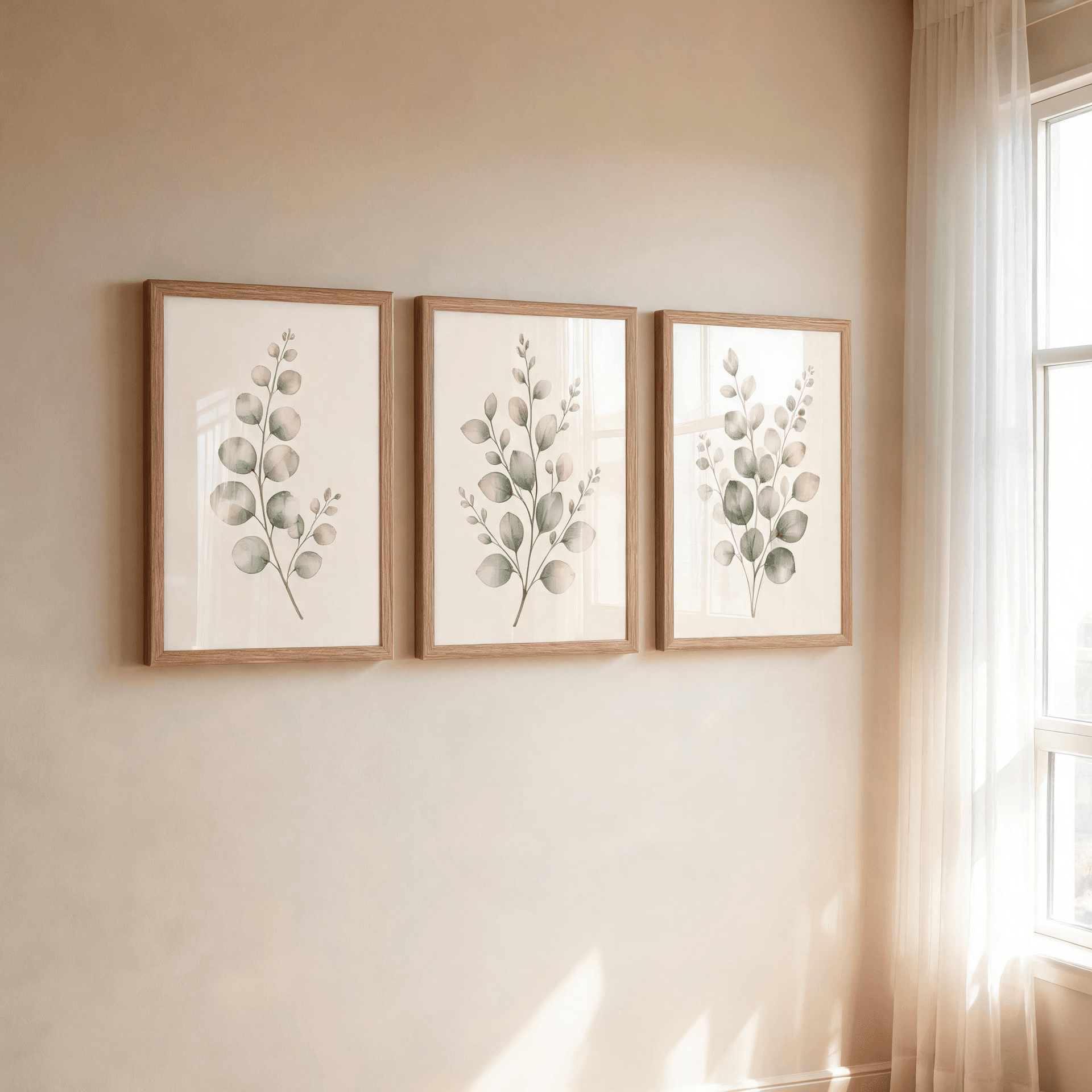 Eucalyptus Botanical Framed Wall Art Set of 3 — Minimalist Watercolor Collection — thumbnail 12