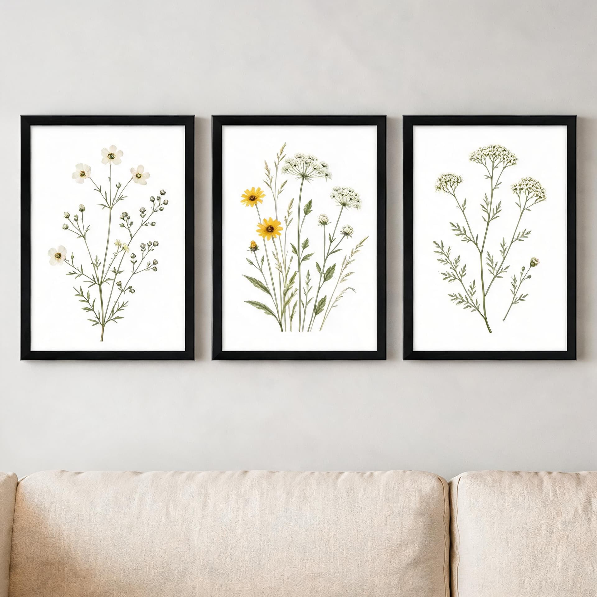 Field Notes Botanicals – Set of 3 Minimalist Wildflower Framed Wall Art — thumbnail 7