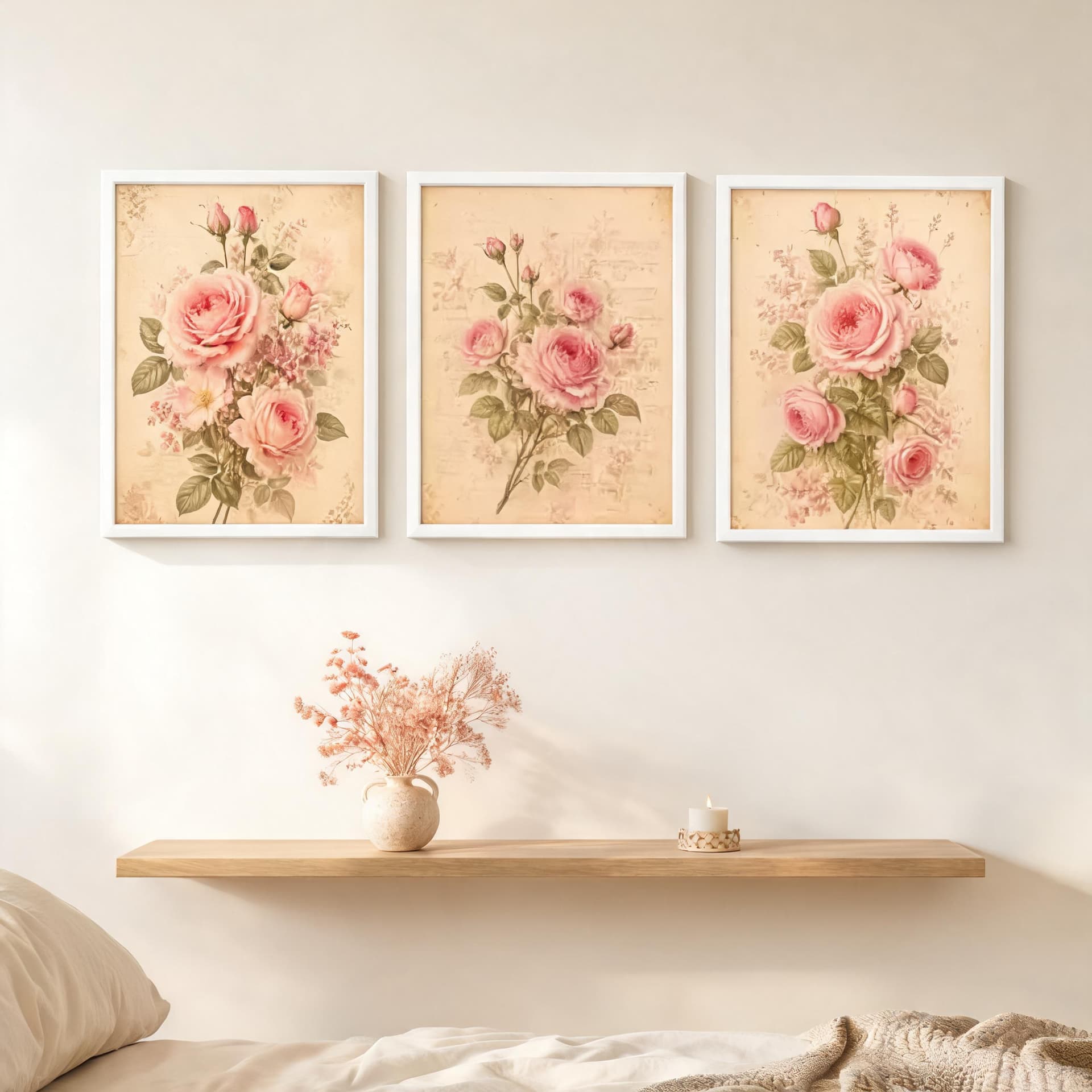 Rose Manuscript – Vintage Botanical Rose Wall Art Set — thumbnail 18