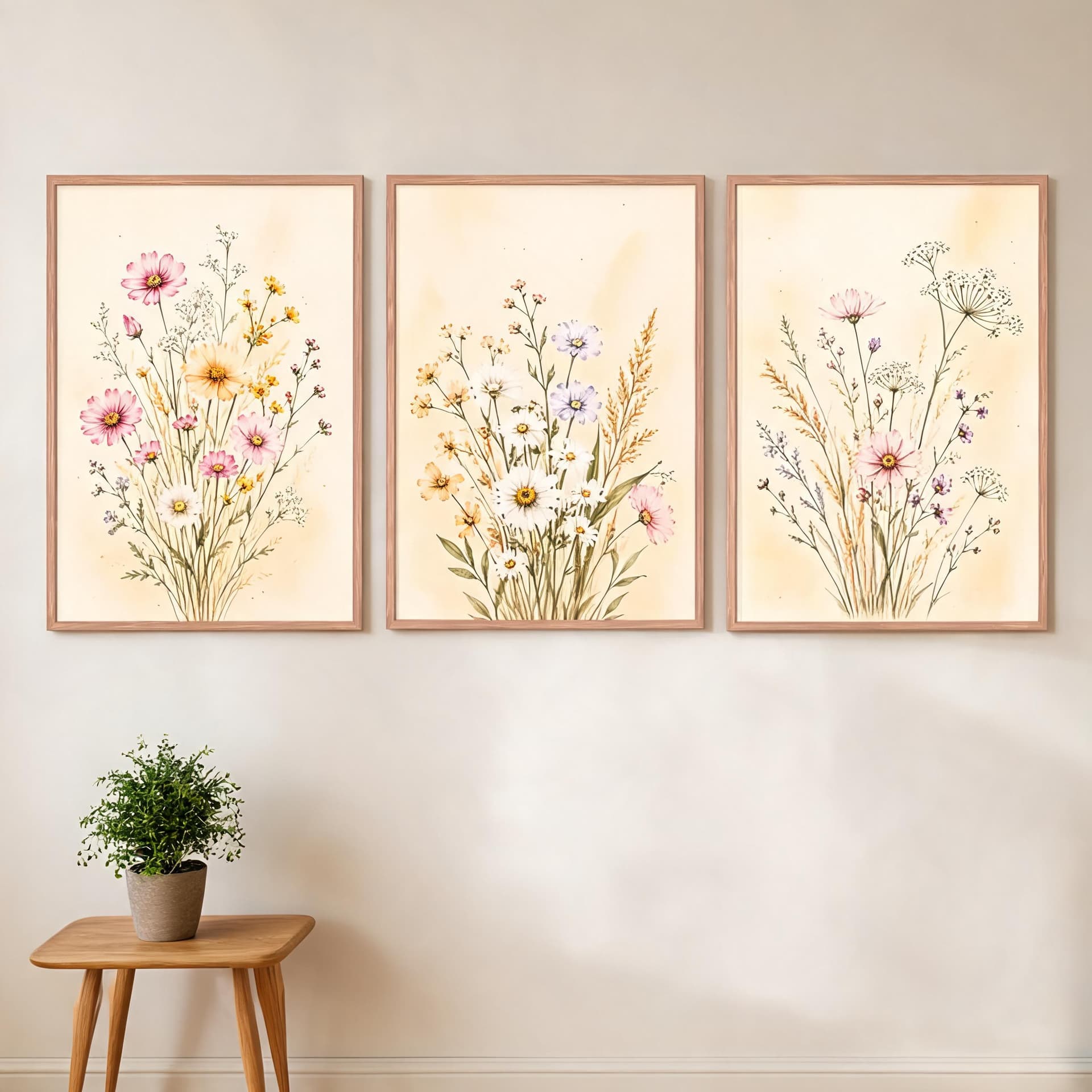 Meadowlight Wildflowers – Soft Botanical Framed Wall Art Set for Serene Bedrooms — thumbnail 15
