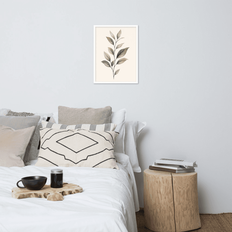 Minimalist Botanical Wall Art – Single Leaf Stem Print, Neutral Green Scandinavian Plant Decor — thumbnail 15