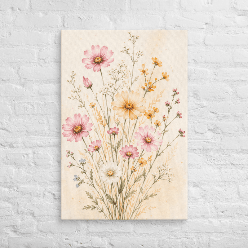 Wildflower Meadow Canvas Wall Art – Soft Watercolor Floral Print — thumbnail 6