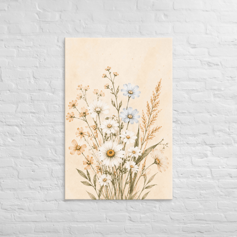 Minimalist Wildflower Canvas Wall Art – Airy Neutral Botanical Print — thumbnail 4