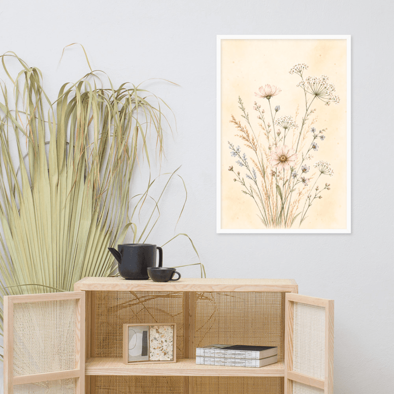 Soft Botanical Wildflower Framed Wall Art – Elegant Neutral Floral Art for Calm Interiors — thumbnail 16
