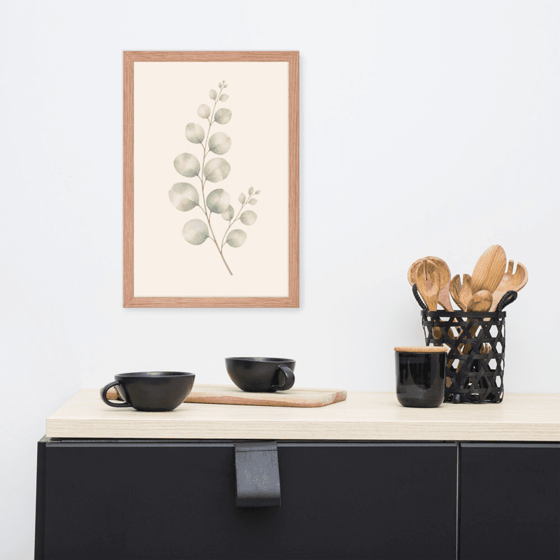 Eucalyptus Branch Framed Botanical Wall Art — Minimalist Watercolor — thumbnail 9