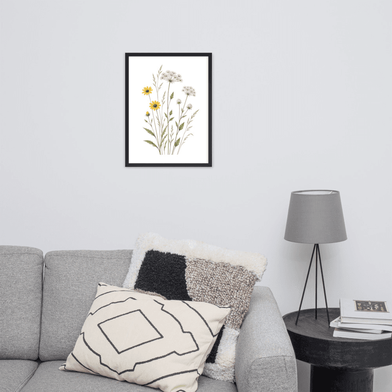 Yellow Wildflower Botanical Framed Wall Art – Meadow-Inspired Minimalist Wall Art — thumbnail 6