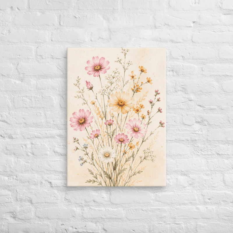 Wildflower Meadow Canvas Wall Art – Soft Watercolor Floral Print — thumbnail 3