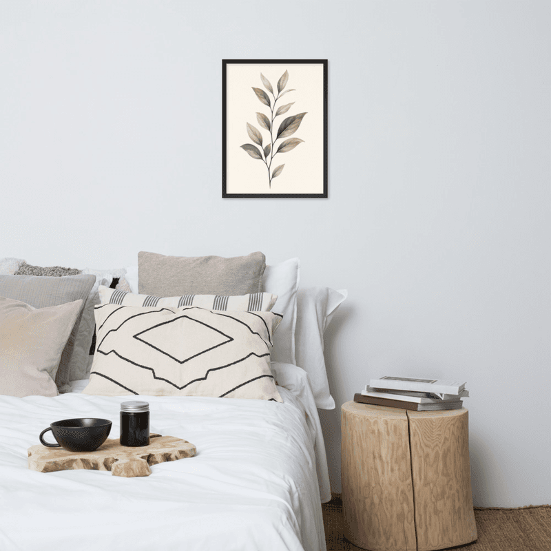 Minimalist Botanical Wall Art – Single Leaf Stem Print, Neutral Green Scandinavian Plant Decor — thumbnail 6