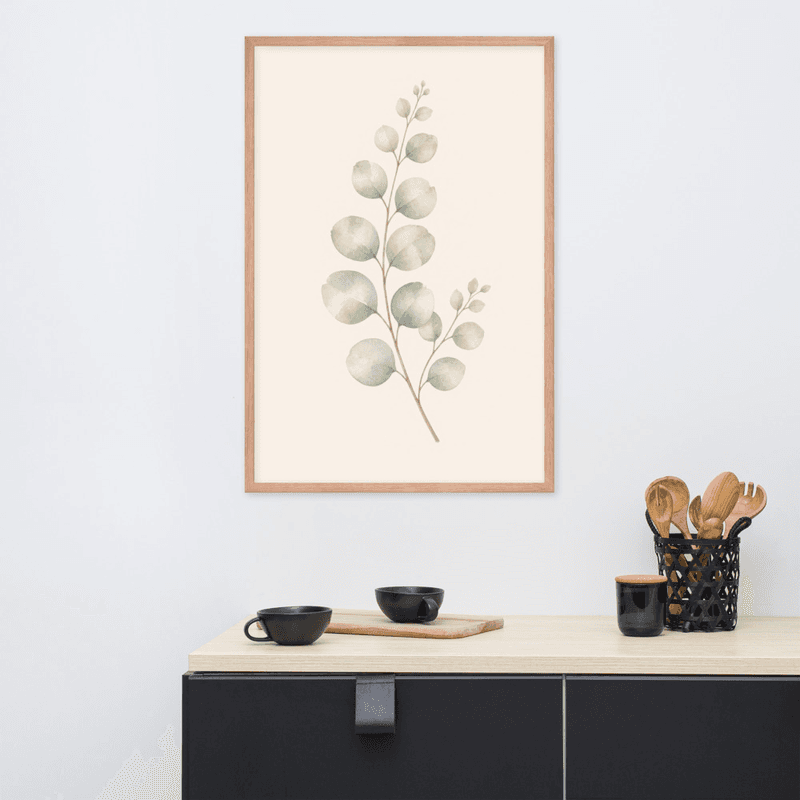 Eucalyptus Branch Framed Botanical Wall Art — Minimalist Watercolor — thumbnail 12