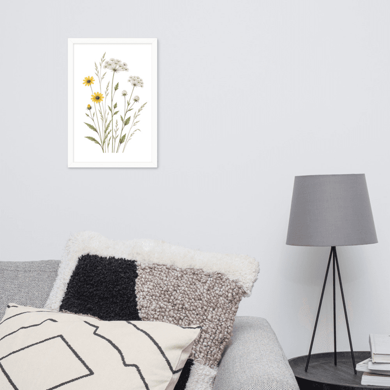 Yellow Wildflower Botanical Framed Wall Art – Meadow-Inspired Minimalist Wall Art — thumbnail 14