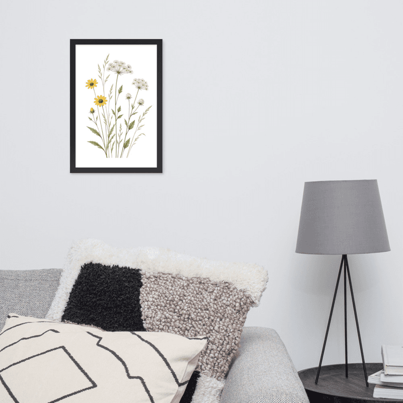 Yellow Wildflower Botanical Framed Wall Art – Meadow-Inspired Minimalist Wall Art — thumbnail 4