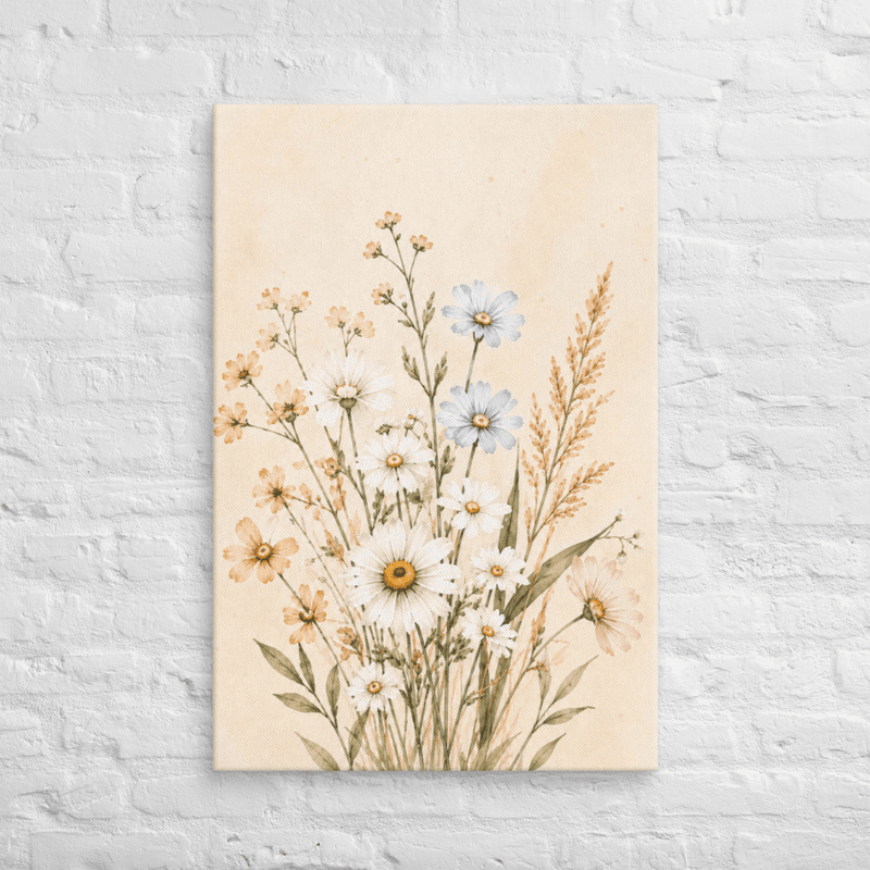 Minimalist Wildflower Canvas Wall Art – Airy Neutral Botanical Print — thumbnail 6