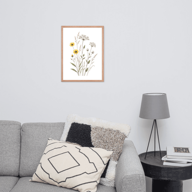 Yellow Wildflower Botanical Framed Wall Art – Meadow-Inspired Minimalist Wall Art — thumbnail 11