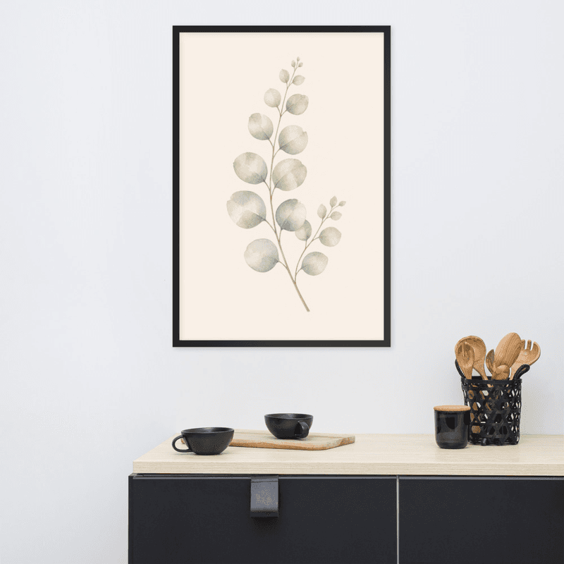 Eucalyptus Branch Framed Botanical Wall Art — Minimalist Watercolor — thumbnail 7