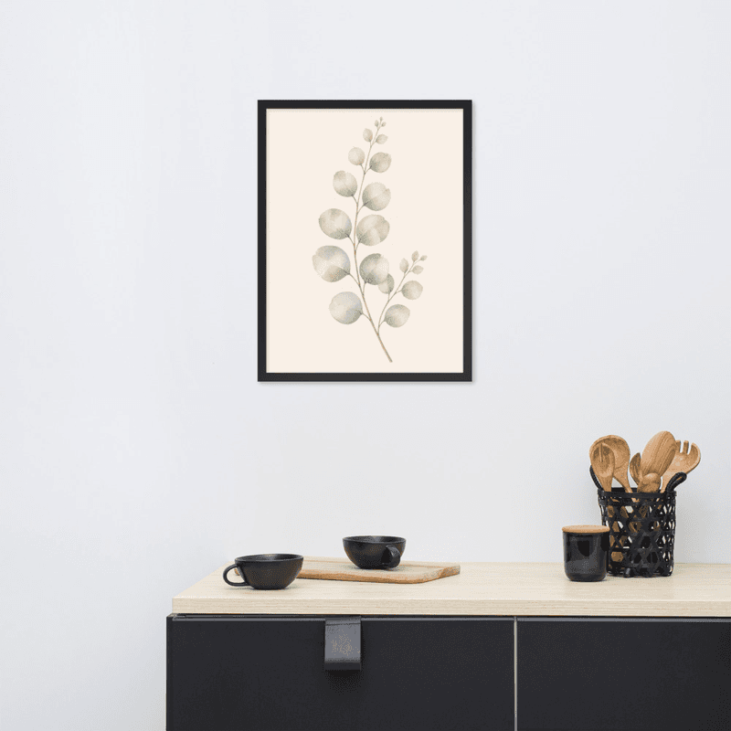 Eucalyptus Branch Framed Botanical Wall Art — Minimalist Watercolor — thumbnail 6
