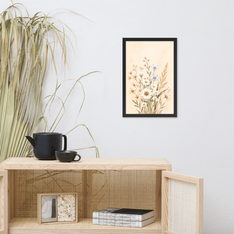Minimalist Wildflower Framed Botanical Wall Art – Neutral Floral Wall Art for Modern Farmhouse Decor — thumbnail 3