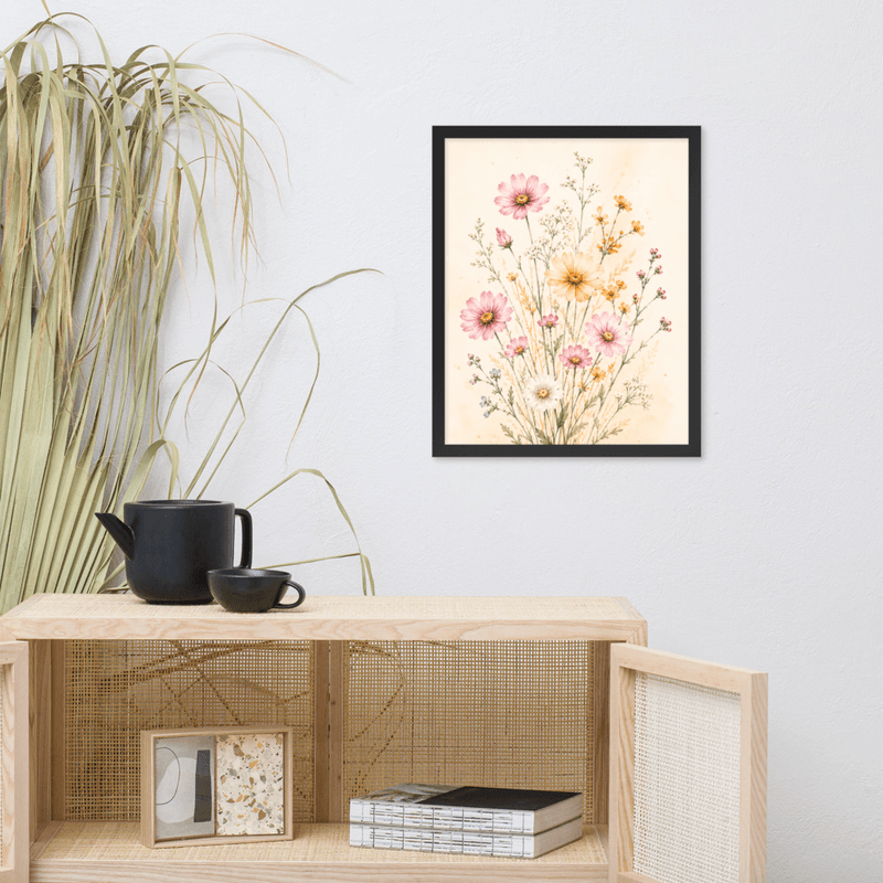 Wildflower Meadow Framed Wall Art – Soft Watercolor Floral Decor for Living Room or Bedroom — thumbnail 4