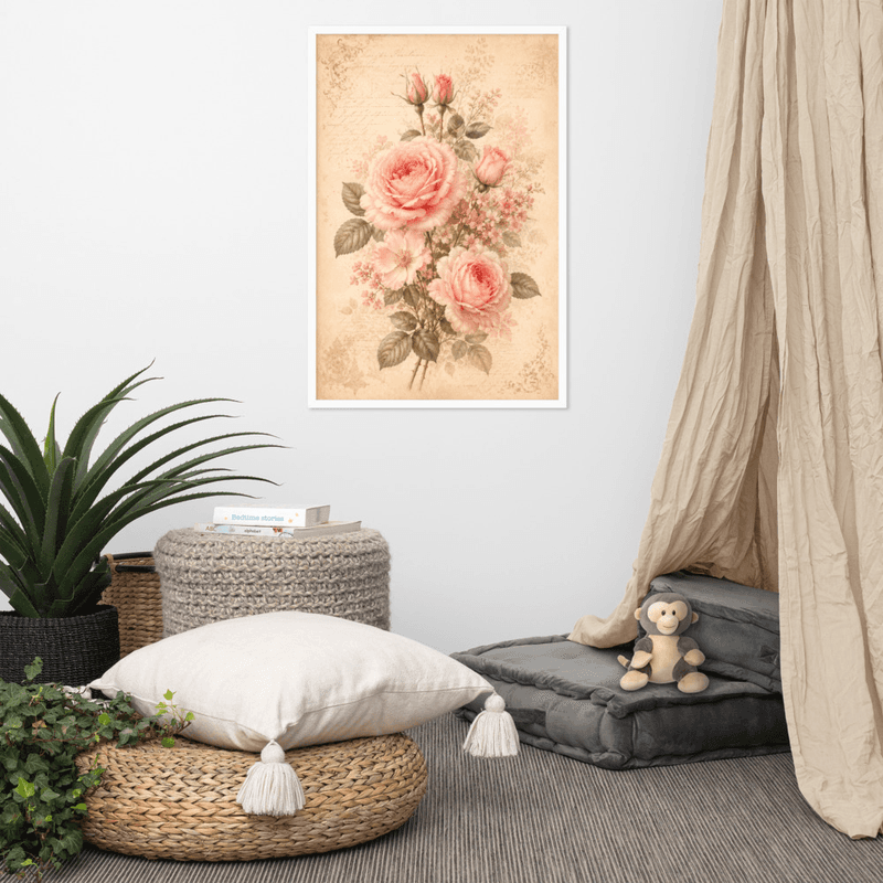 Romantic Blush Rose Botanical Framed Wall Art – Vintage Floral Wall Art for Elegant Interiors — thumbnail 16