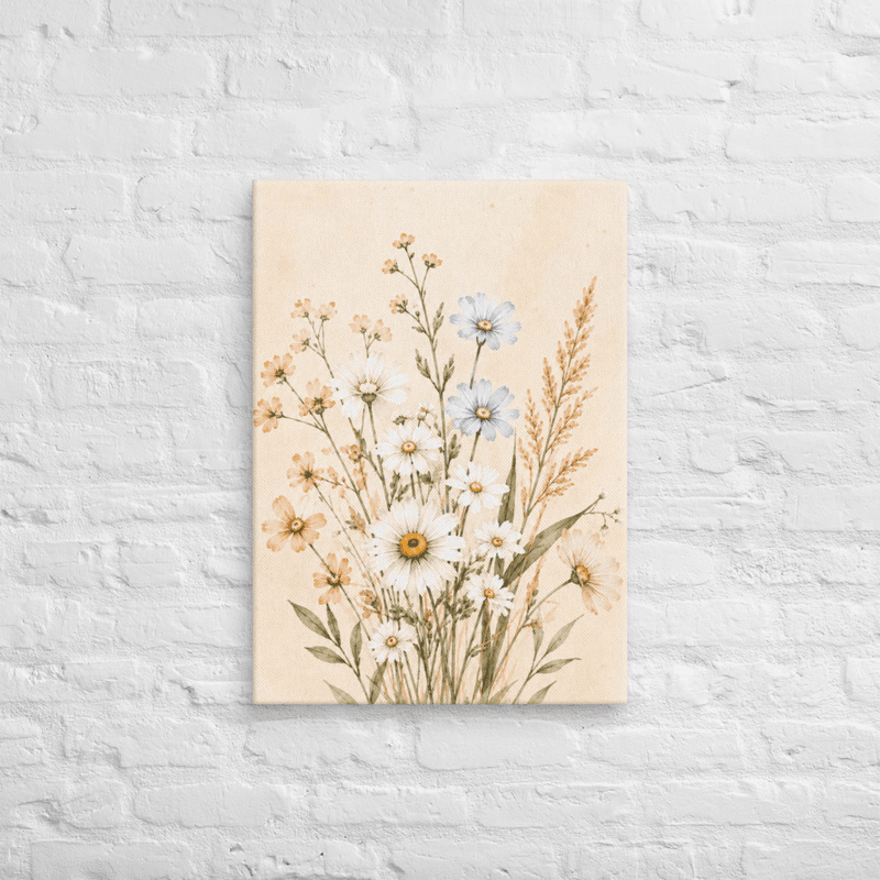 Minimalist Wildflower Canvas Wall Art – Airy Neutral Botanical Print — thumbnail 3