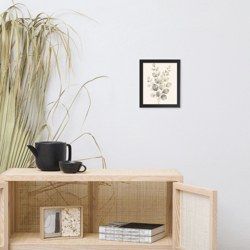 Eucalyptus Stem Framed Botanical Wall Art — Minimalist Watercolor — thumbnail 3