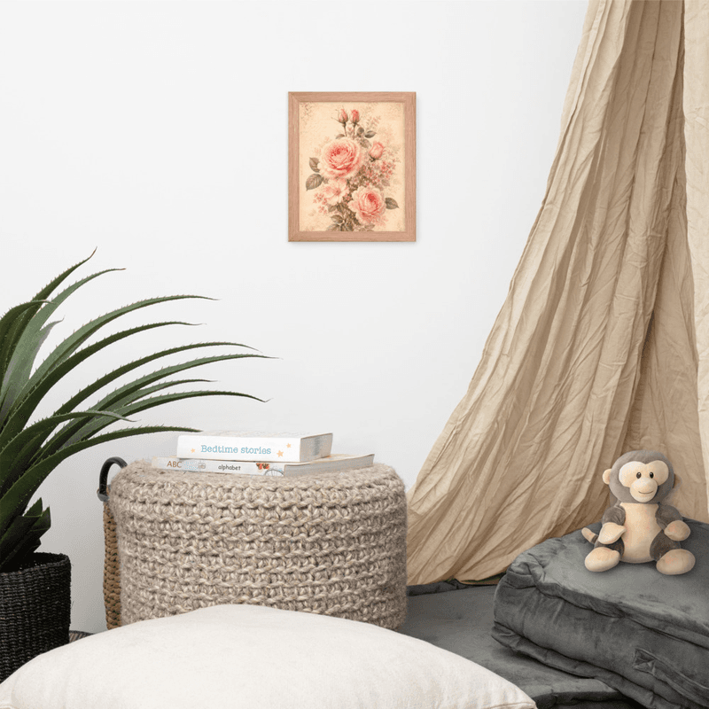 Romantic Blush Rose Botanical Framed Wall Art – Vintage Floral Wall Art for Elegant Interiors — thumbnail 7