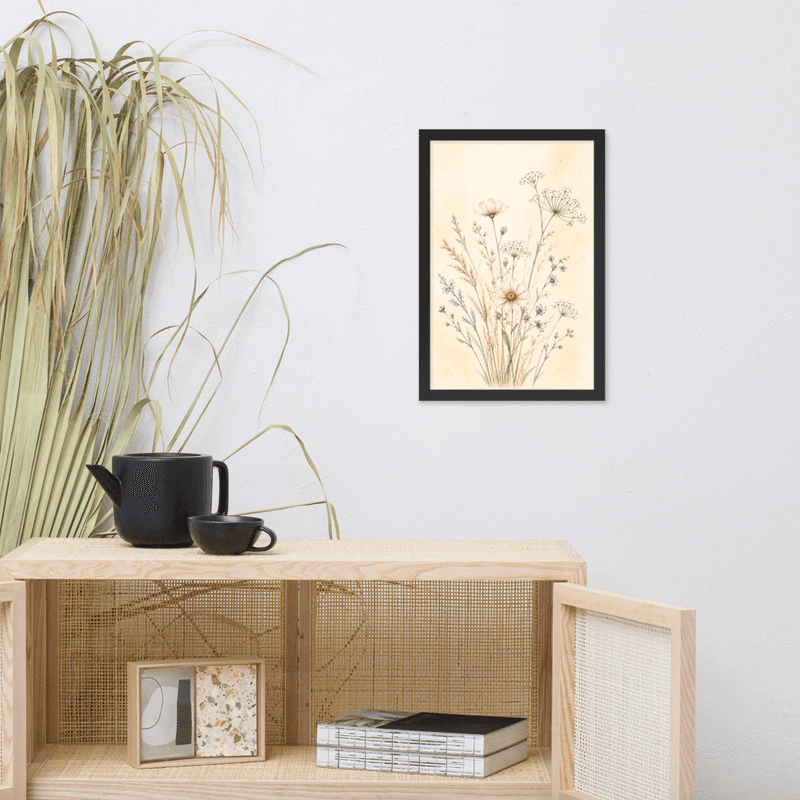 Soft Botanical Wildflower Framed Wall Art – Elegant Neutral Floral Art for Calm Interiors — thumbnail 3