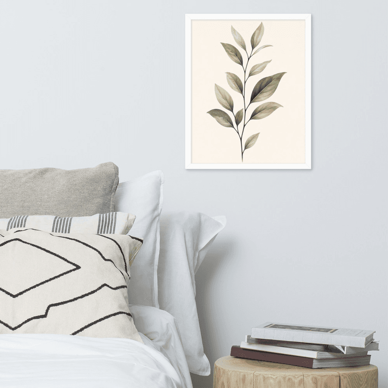 Minimalist Botanical Wall Art – Single Leaf Stem Print, Neutral Green Scandinavian Plant Decor — thumbnail 14