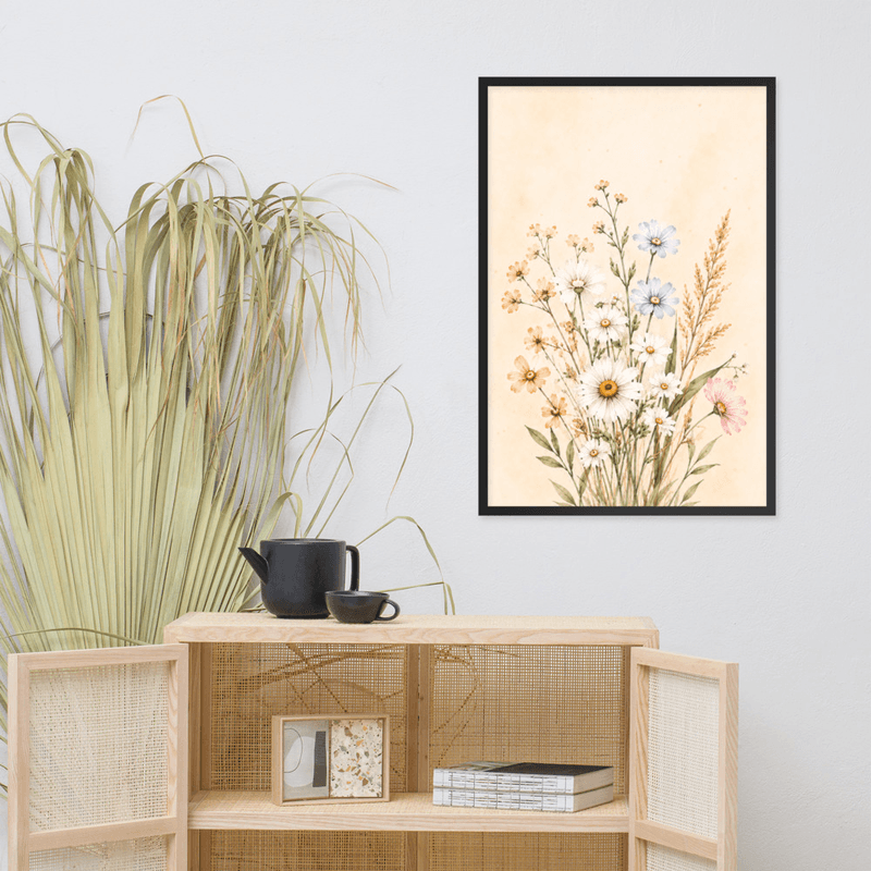Minimalist Wildflower Framed Botanical Wall Art – Neutral Floral Wall Art for Modern Farmhouse Decor — thumbnail 6